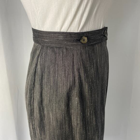 Vintage Pencil Skirt Size 8 Gray Midi Button Preppy Academia Minimalist 80s 90s - Picture 5 of 14